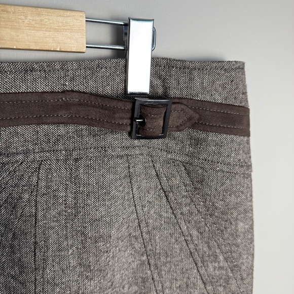 Dalia Collection Women's Wool Blend Midi Skirt Brown Size 14 Lined Slit - Picture 2 of 16
